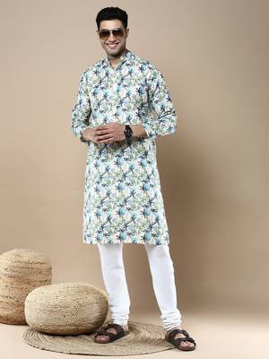 Men's designer & stylish printed traditional cotton kurta by sanwara 5