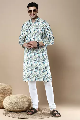Men's designer & stylish printed traditional cotton kurta by sanwara