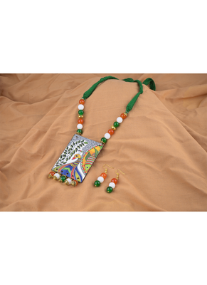 Tiranga/tricolour/national flag necklace set with peacock pendant handmade fashion jewellery for independence day 2
