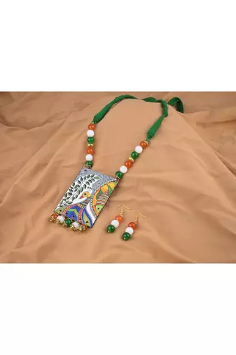 Tiranga/tricolour/national flag necklace set with peacock pendant handmade fashion jewellery for independence day