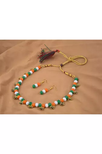 Traditional tiranga/tricolour/national flag necklace set handmade fashion jewellery for independence day