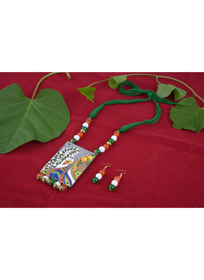 Tiranga/tricolour/national flag necklace set with peacock pendant handmade fashion jewellery for independence day 3