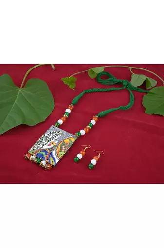 Tiranga/tricolour/national flag necklace set with peacock pendant handmade fashion jewellery for independence day