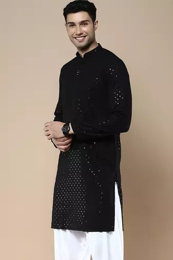 Sanwara's stylish ethnic chikankari with sequins kurta for men