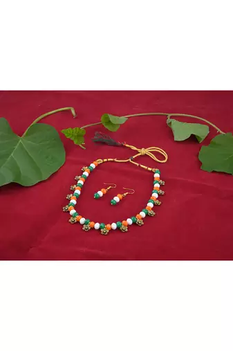 Traditional tiranga/tricolour/national flag necklace set handmade fashion jewellery for independence day