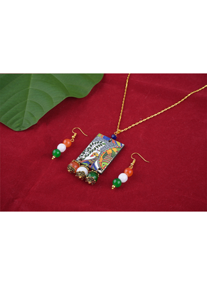 Tiranga/tricolour/national flag peacock pendant set handmade fashion jewellery for independence day 3