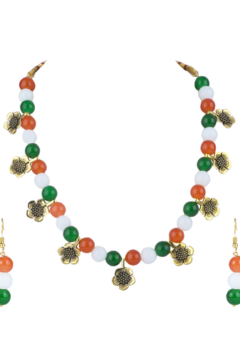 Tiranga/tricolour/national flag necklace set handmade fashion jewellery for independence day/republic day women & girls.