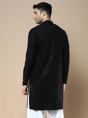 Sanwara's stylish ethnic chikankari with sequins kurta for men 4