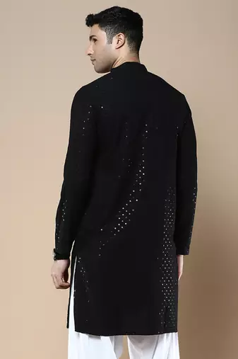 Sanwara's stylish ethnic chikankari with sequins kurta for men