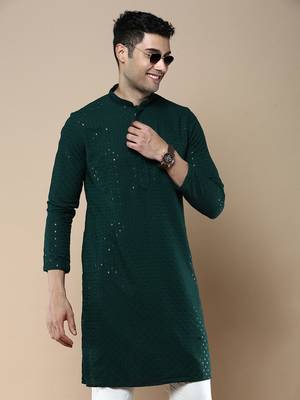 Sanwara's stylish ethnic chikankari with sequins kurta for men 1