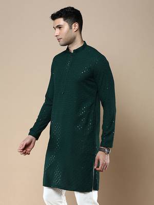 Sanwara's stylish ethnic chikankari with sequins kurta for men 3