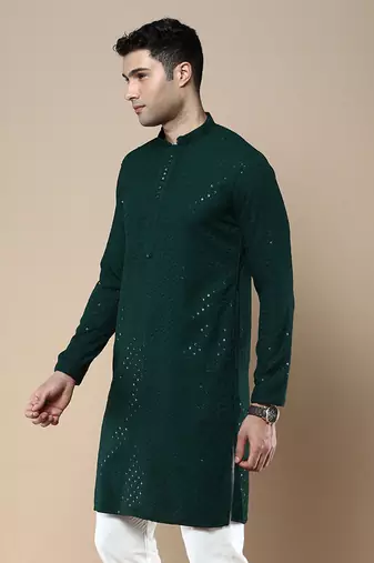 Sanwara's stylish ethnic chikankari with sequins kurta for men