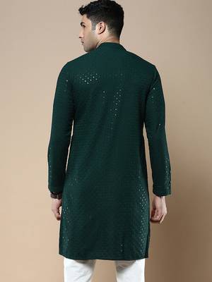 Sanwara's stylish ethnic chikankari with sequins kurta for men 4