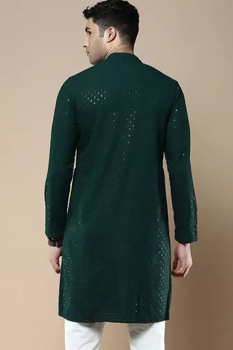 Sanwara's stylish ethnic chikankari with sequins kurta for men