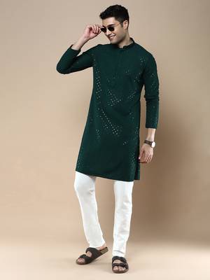 Sanwara's stylish ethnic chikankari with sequins kurta for men 5