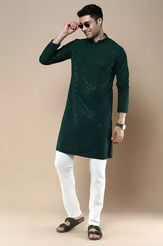 Sanwara's stylish ethnic chikankari with sequins kurta for men