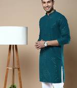 Sanwara's stylish ethnic chikankari with sequins kurta for men
