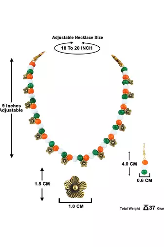 Traditional tiranga/tricolour/national flag necklace set handmade fashion jewellery for independence day