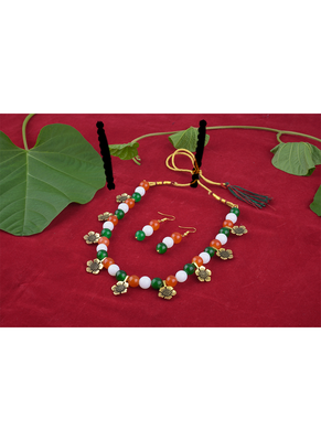 Tiranga/tricolour/national flag necklace set handmade fashion jewellery for independence day/republic day women & girls. 2
