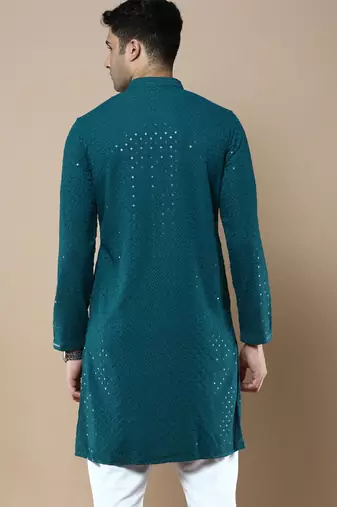 Sanwara's stylish ethnic chikankari with sequins kurta for men
