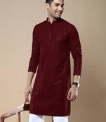 Sanwara's stylish ethnic chikankari with sequins kurta for men
