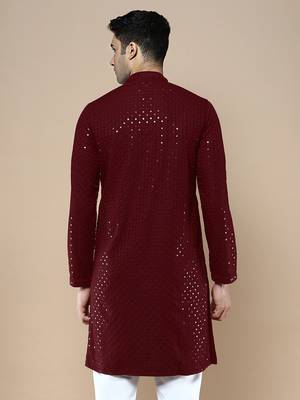 Sanwara's stylish ethnic chikankari with sequins kurta for men 4