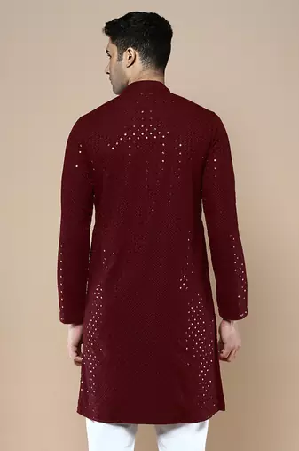 Sanwara's stylish ethnic chikankari with sequins kurta for men