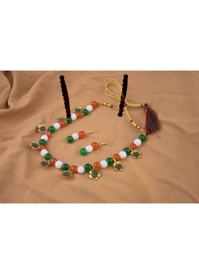Tiranga/tricolour/national flag necklace set handmade fashion jewellery for independence day/republic day women & girls. 3