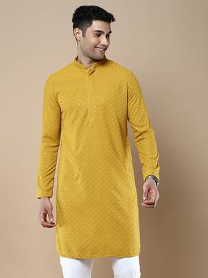 Sanwara's stylish ethnic chikankari with sequins kurta for men 2