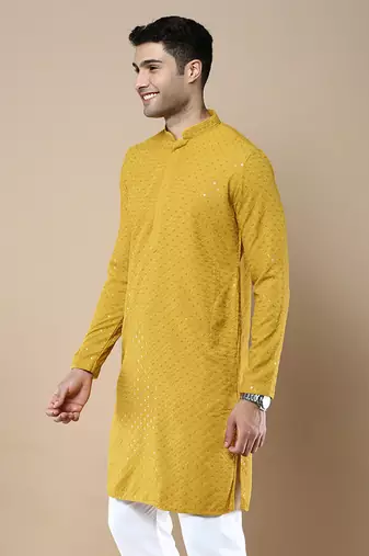 Sanwara's stylish ethnic chikankari with sequins kurta for men