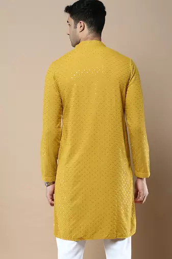Sanwara's stylish ethnic chikankari with sequins kurta for men