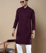 Sanwara's stylish ethnic chikankari with sequins kurta for men