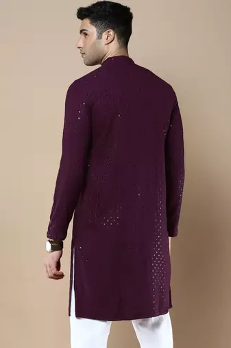Sanwara's stylish ethnic chikankari with sequins kurta for men