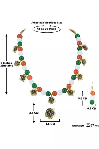 Tiranga/tricolour/national flag necklace set handmade fashion jewellery for independence day/republic day women & girls.