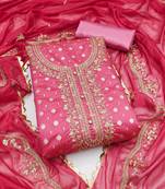 Pink color weaving work modal cotton unstitched chudidar dress material 
