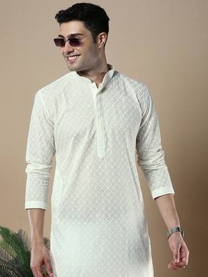 Sanwara's stylish ethnic chikankari kurta for men 1