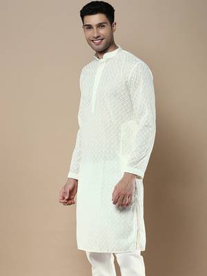 Sanwara's stylish ethnic chikankari kurta for men 3