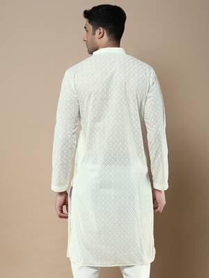 Sanwara's stylish ethnic chikankari kurta for men 4