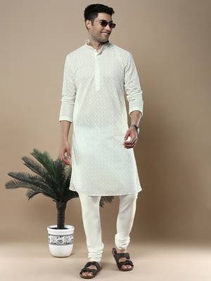 Sanwara's stylish ethnic chikankari kurta for men 5