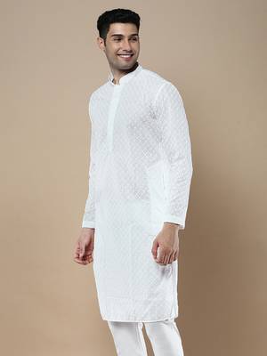 Sanwara's stylish ethnic chikankari kurta for men 3