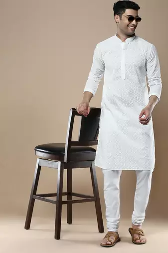 Sanwara's stylish ethnic chikankari kurta for men