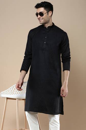 Sanwara men's ethnic woven cotton silk kurta