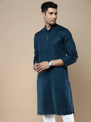 Sanwara men's ethnic woven cotton silk kurta 1