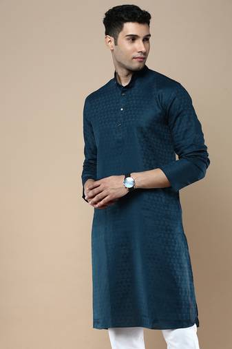 Sanwara men's ethnic woven cotton silk kurta