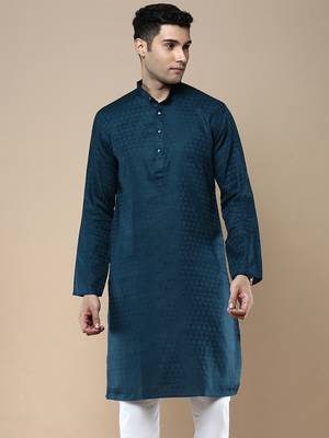 Sanwara men's ethnic woven cotton silk kurta 2
