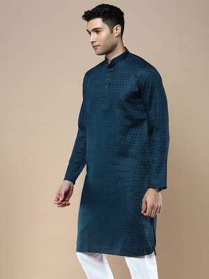 Sanwara men's ethnic woven cotton silk kurta 3