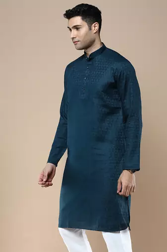 Sanwara men's ethnic woven cotton silk kurta