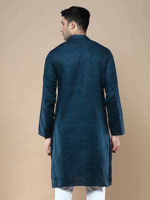 Sanwara men's ethnic woven cotton silk kurta 4
