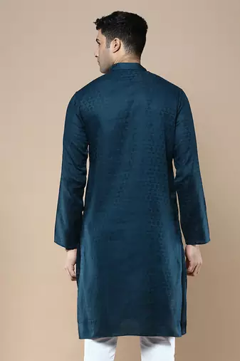 Sanwara men's ethnic woven cotton silk kurta