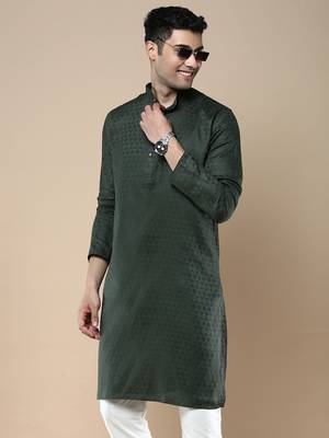 Sanwara men's ethnic woven cotton silk kurta 1